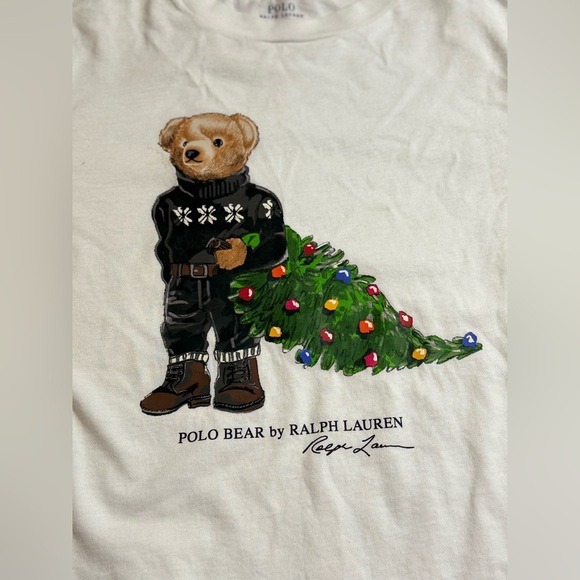 Polo by Ralph Lauren Kids White Long Sleeve with Bear and Tree Print - Picture 3 of 9